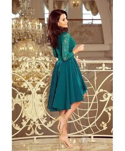 Vestito corto elegante verde - Con manichetta - Vestiti corti taglie curvy - Battesimo, Comunione, Laurea - Gogolfun.it