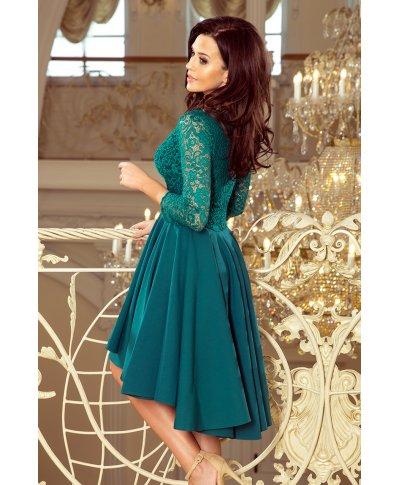 Vestito corto elegante verde - Con manichetta - Vestiti corti taglie curvy - Battesimo, Comunione, Laurea - Gogolfun.it