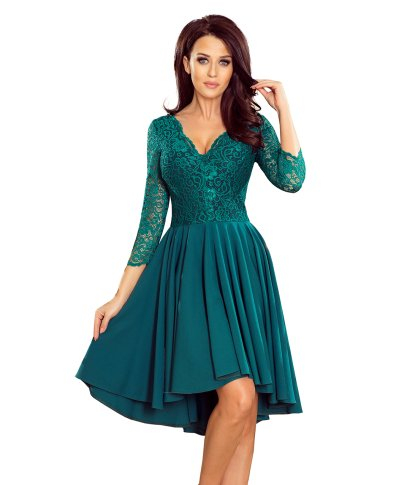 Vestito corto elegante verde - Con manichetta - Vestiti corti taglie curvy - Battesimo, Comunione, Laurea - Gogolfun.it