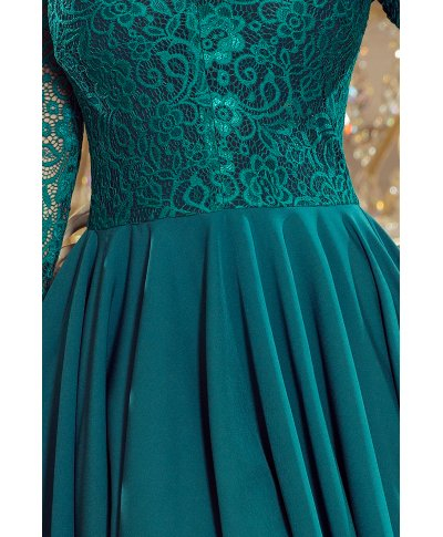 Vestito corto elegante verde - Con manichetta - Vestiti corti taglie curvy - Battesimo, Comunione, Laurea - Gogolfun.it