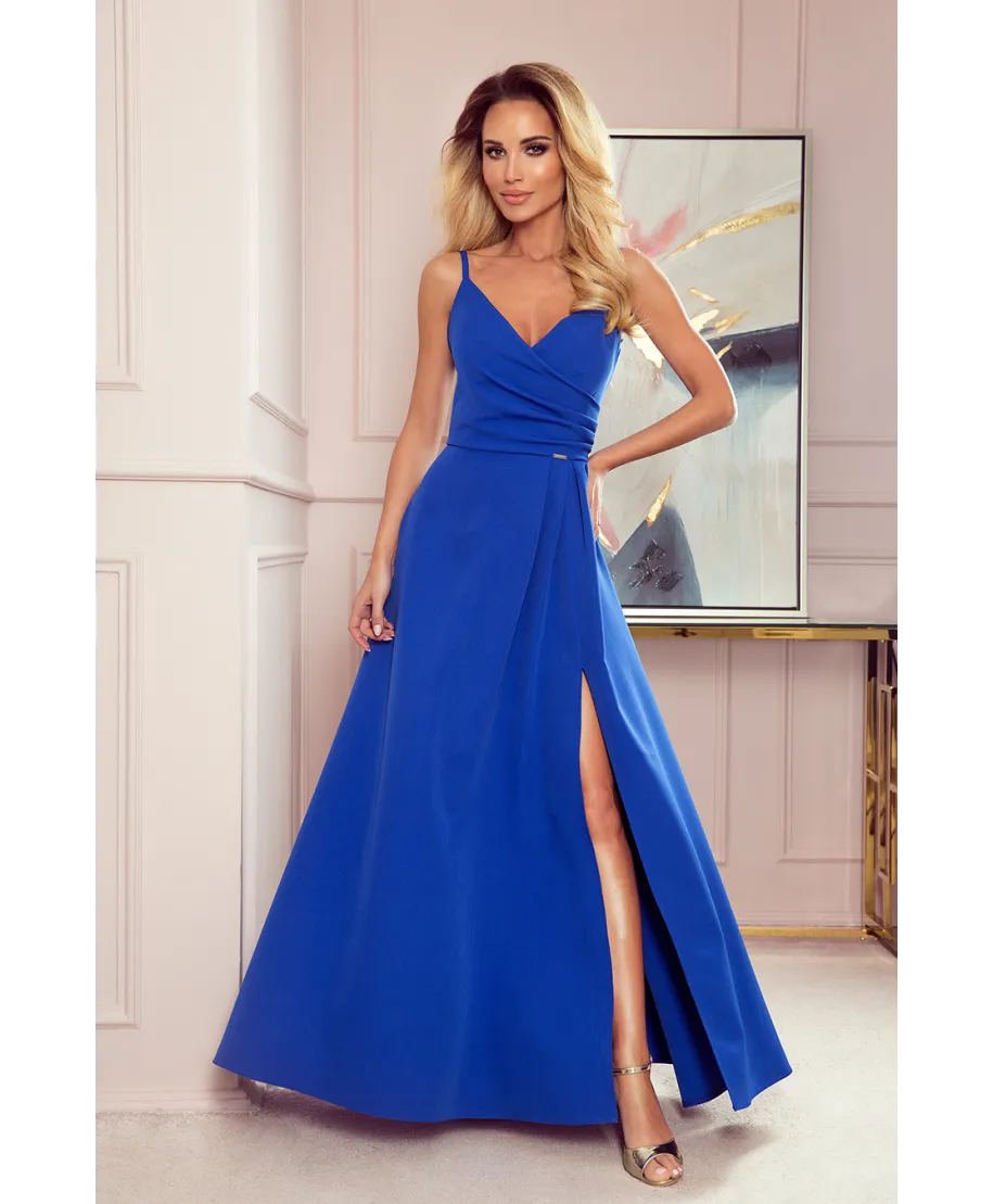  299-3 CHIARA elegancka maxi długa suknia na ramiączkach - CHABROWA 