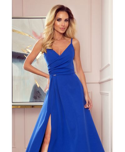  299-3 CHIARA elegancka maxi długa suknia na ramiączkach - CHABROWA 