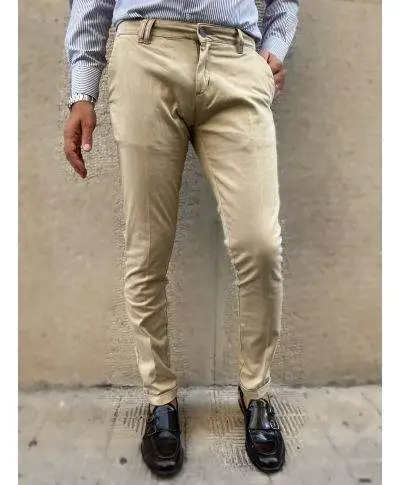 Pantaloni uomo, beige - kej jey, Modello chinos