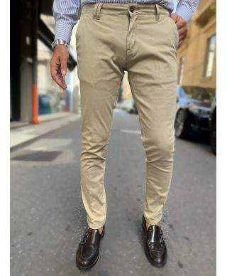 Pantaloni uomo, beige - kej jey, Modello chinos