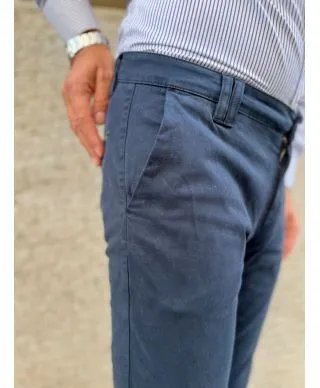 Pantaloni uomo, blu - kej jey, Modello chinos