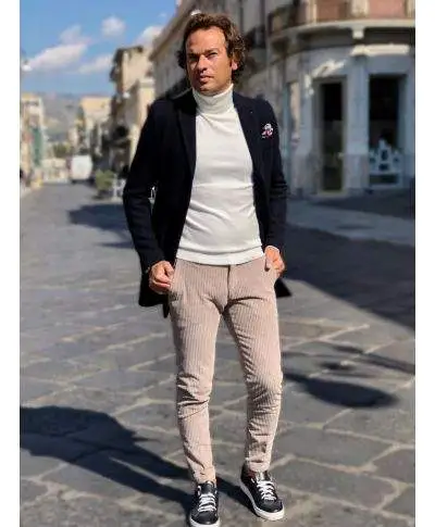 Pantaloni uomo beige, Paul Miranda - Velluto