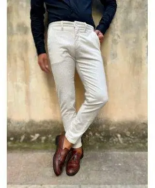 Pantaloni in velluto bianco, Slim - Paul Miranda
