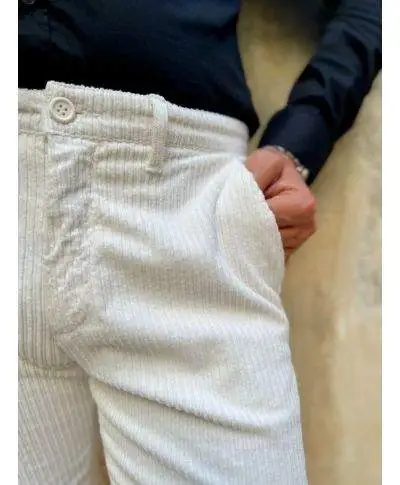 Pantaloni in velluto bianco, Slim - Paul Miranda