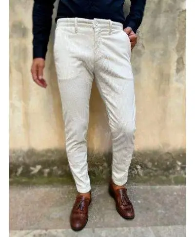 Pantaloni in velluto bianco, Slim - Paul Miranda