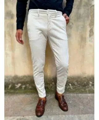 Pantaloni in velluto bianco, Slim - Paul Miranda