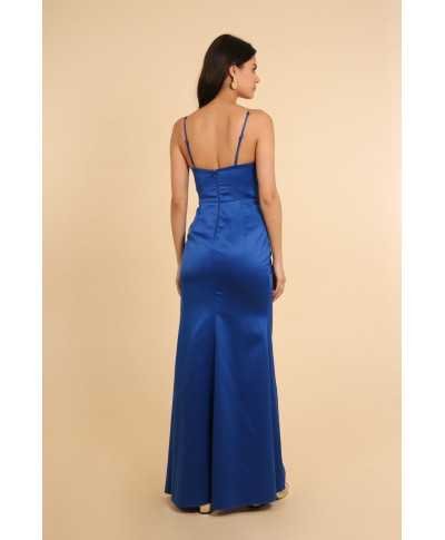 Abito da donna elegante - Lungo - spacco sulla gamba - colore blu fiordaliso