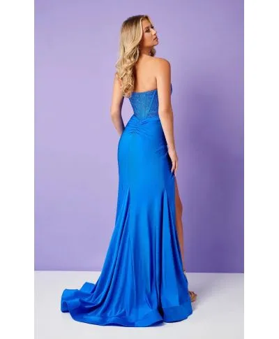 Vestito a sirena - Da cerimonia - spacco sul la coscia - Colore blu