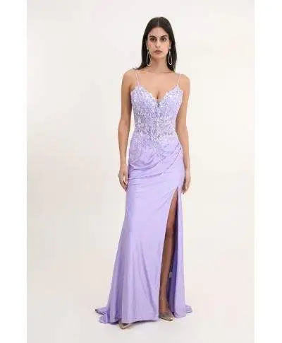 Abito donna elegante - Lungo - Modello sirena – colore lilla
