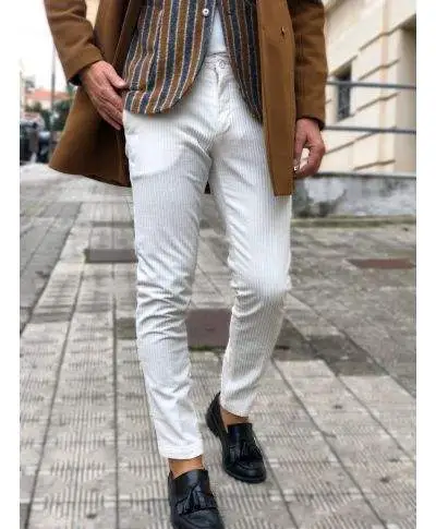 Pantaloni in velluto bianco, Slim - Paul Miranda