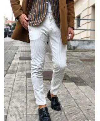 Pantaloni in velluto bianco, Slim - Paul Miranda