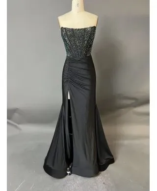 Vestito a sirena - Da cerimonia - spacco sul la coscia - Colore nero