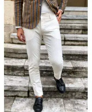 Pantaloni in velluto bianco, Slim - Paul Miranda