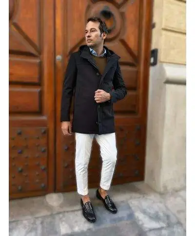 Trench con cappuccio, nero - Autunno Inverno - Made in Italy