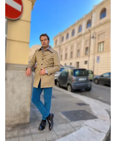 Trench uomo beige, con cintura - Paul Miranda