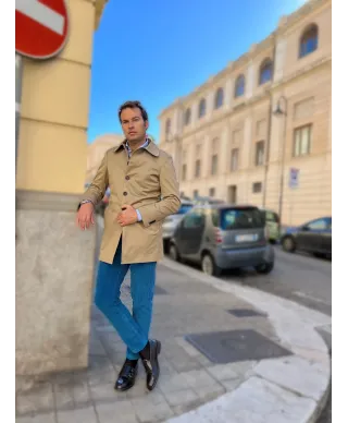 Trench uomo beige, con cintura - Paul Miranda