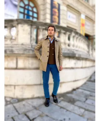 Trench uomo beige, con cintura - Paul Miranda