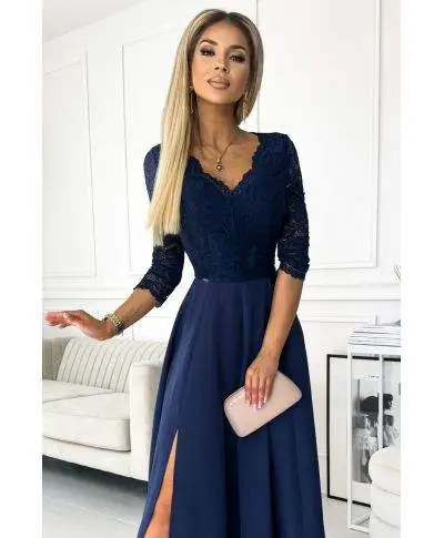 Abito da cerimonia blu notte elegante - Amber - Cerimonia donna - Gogolfun.it