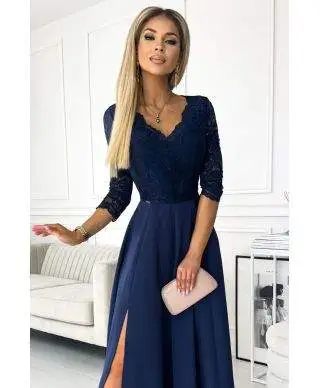 Abito da cerimonia blu notte elegante - Amber - Cerimonia donna - Gogolfun.it