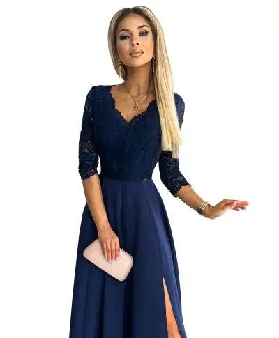 Abito da cerimonia blu notte elegante - Amber - Cerimonia donna - Gogolfun.it