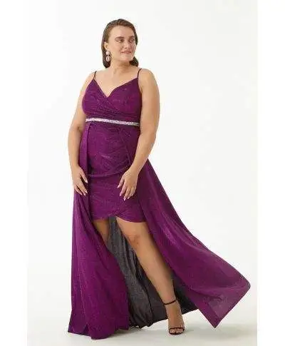 Vestito lungo elegante Carly - Tessuto brillantinato - Taglie forti
