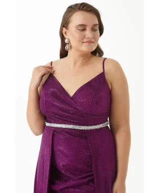 Vestito lungo elegante Carly - Tessuto brillantinato - Taglie forti