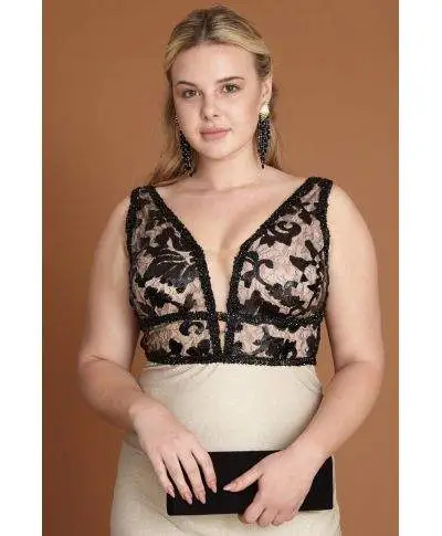 Vestito lungo elegante Joy - Tessuto brillantinato - Taglie forti