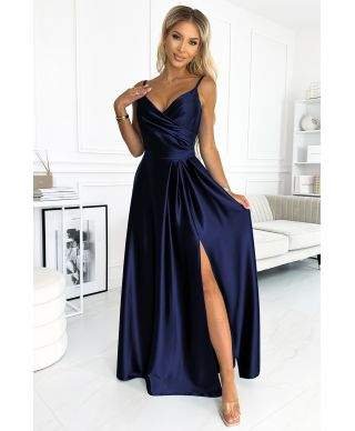 Vestito lungo elegante blu - Chiara - Vestiti eleganti semplici - Gogolfun.it