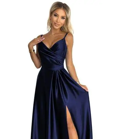 Vestito lungo elegante blu - Chiara - Vestiti eleganti semplici - Gogolfun.it