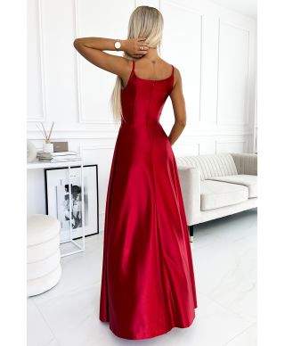 Vestito lungo elegante rosso - Chiara - Vestiti eleganti semplici - Gogolfun.it