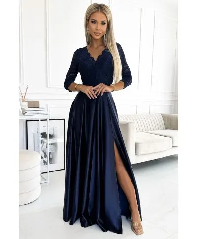 Abito da cerimonia con maniche in pizzo - Amber - Cerimonia donna online - Gogolfun.it