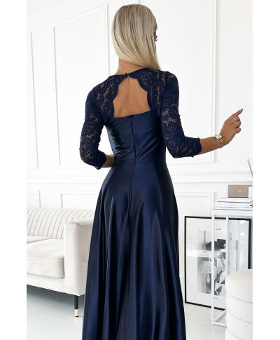 Abito da cerimonia con maniche in pizzo - Amber - Cerimonia donna online - Gogolfun.it