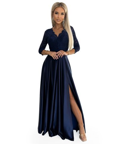 Abito da cerimonia con maniche in pizzo - Amber - Cerimonia donna online - Gogolfun.it