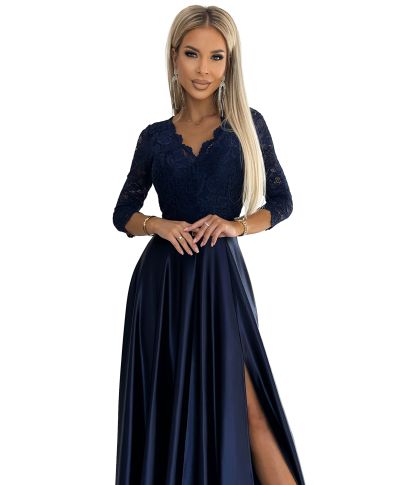 Abito da cerimonia con maniche in pizzo - Amber - Cerimonia donna online - Gogolfun.it