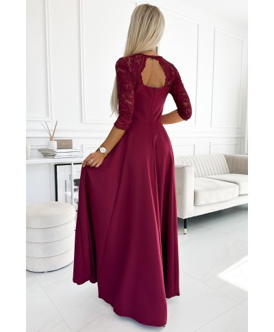 Abito da Cerimonia Donna con Maniche in Pizzo - Amber - Abiti eleganti online - Gogolfun.it