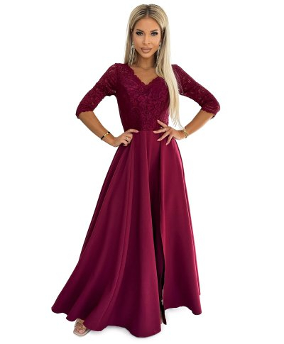 Abito da Cerimonia Donna con Maniche in Pizzo - Amber - Abiti eleganti online - Gogolfun.it