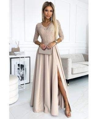 Abito da cerimonia donna con manichetta in pizzo - Amber - Abiti eleganti online - Gogolfun.it