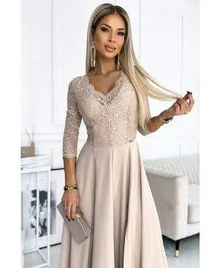 Abito da cerimonia donna con manichetta in pizzo - Amber - Abiti eleganti online - Gogolfun.it