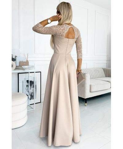 Abito da cerimonia donna con manichetta in pizzo - Amber - Abiti eleganti online - Gogolfun.it