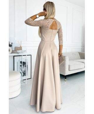 Abito da cerimonia donna con manichetta in pizzo - Amber - Abiti eleganti online - Gogolfun.it