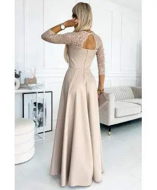Abito da cerimonia donna con manichetta in pizzo - Amber - Abiti eleganti online - Gogolfun.it