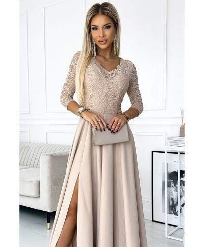 Abito da cerimonia donna con manichetta in pizzo - Amber - Abiti eleganti online - Gogolfun.it