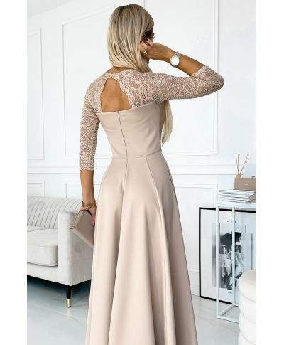 Abito da cerimonia donna con manichetta in pizzo - Amber - Abiti eleganti online - Gogolfun.it