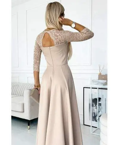 Abito da cerimonia donna con manichetta in pizzo - Amber - Abiti eleganti online - Gogolfun.it