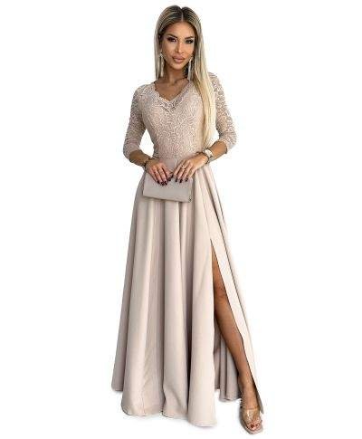 Abito da cerimonia donna con manichetta in pizzo - Amber - Abiti eleganti online - Gogolfun.it