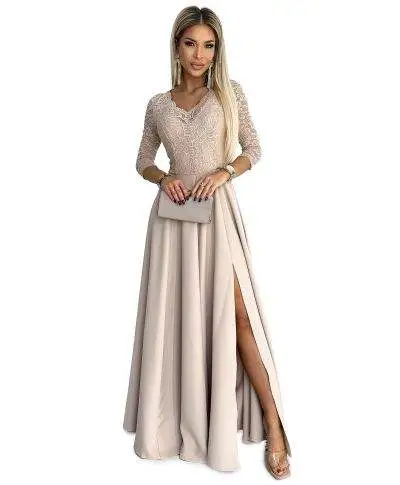Abito da cerimonia donna con manichetta in pizzo - Amber - Abiti eleganti online - Gogolfun.it